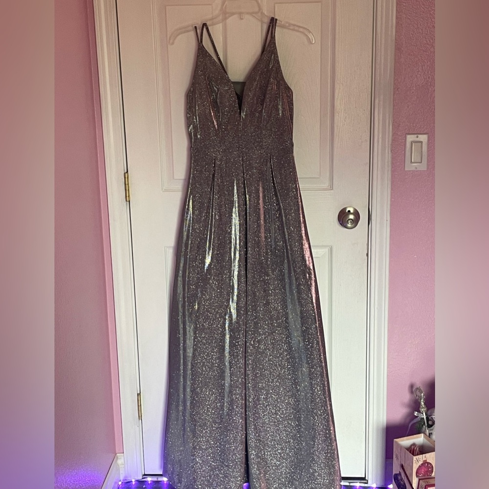 Light pink sparkling gown, size 7.